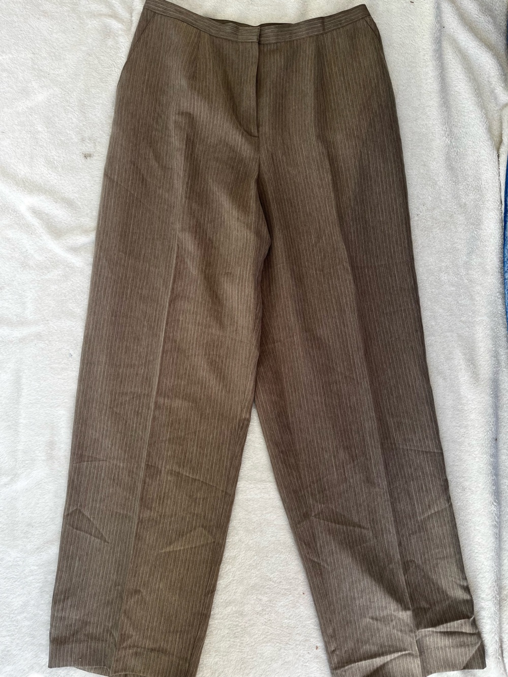 Business attire slacks pinstripe khaki beige women’s work pants size 10